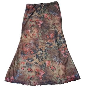 Fairy grunge dark romantic floral Whimsigoth Y2K mesh midi to maxi skirt XL